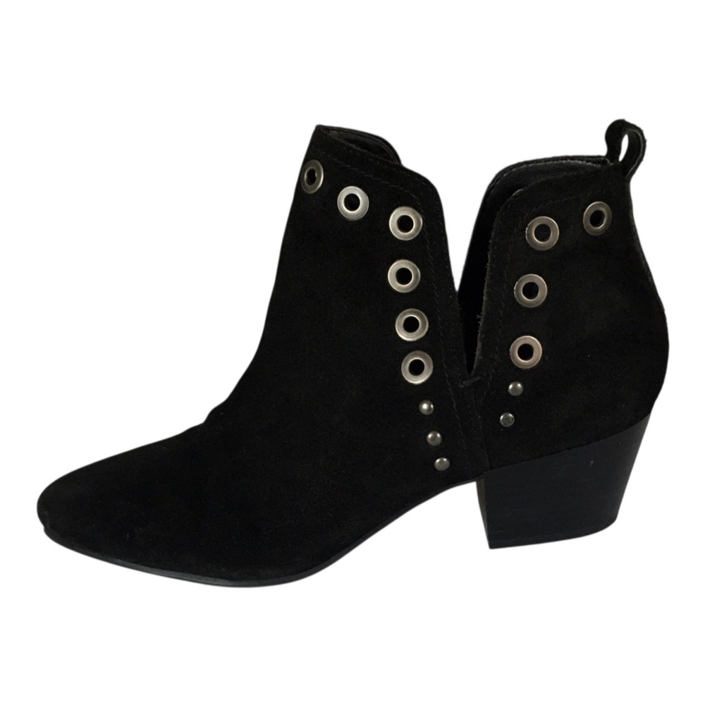Sam Edelman Black Suede Ankle Boot with Eyelet Detail Boots 7